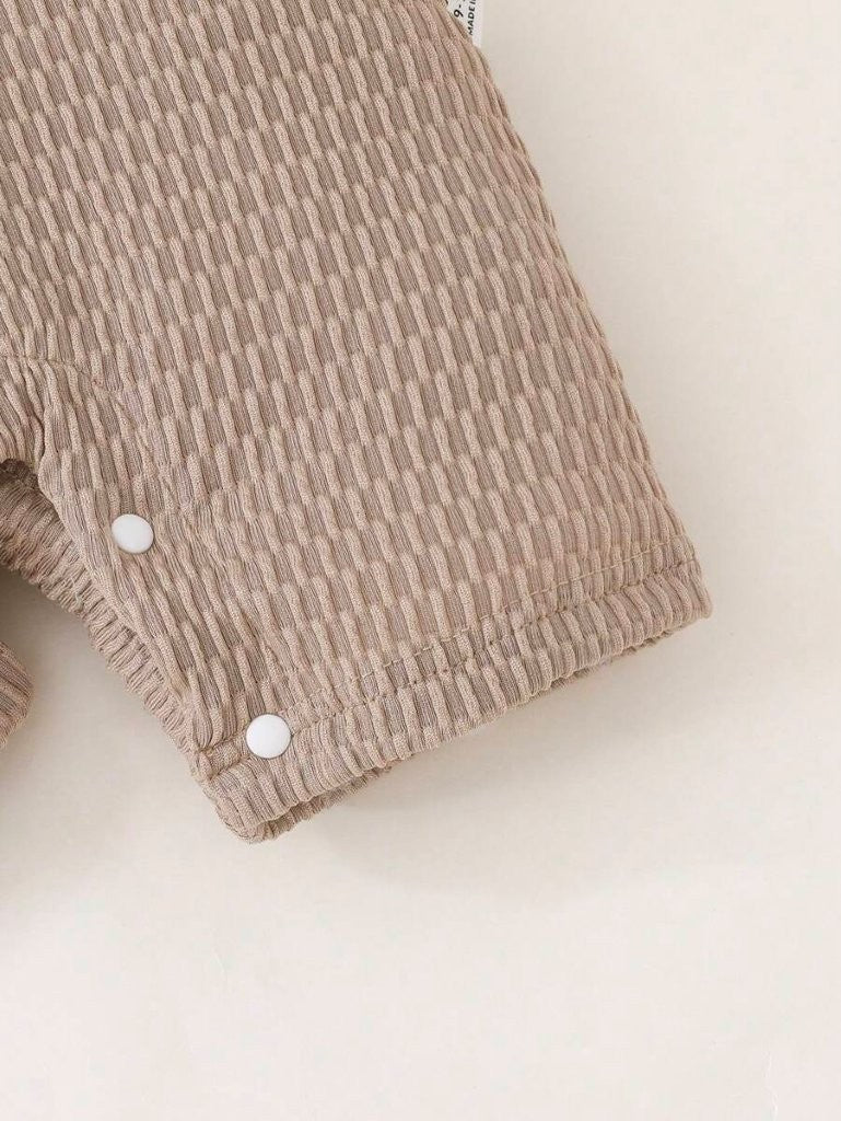 Baby Coffee Brown Textured Romper