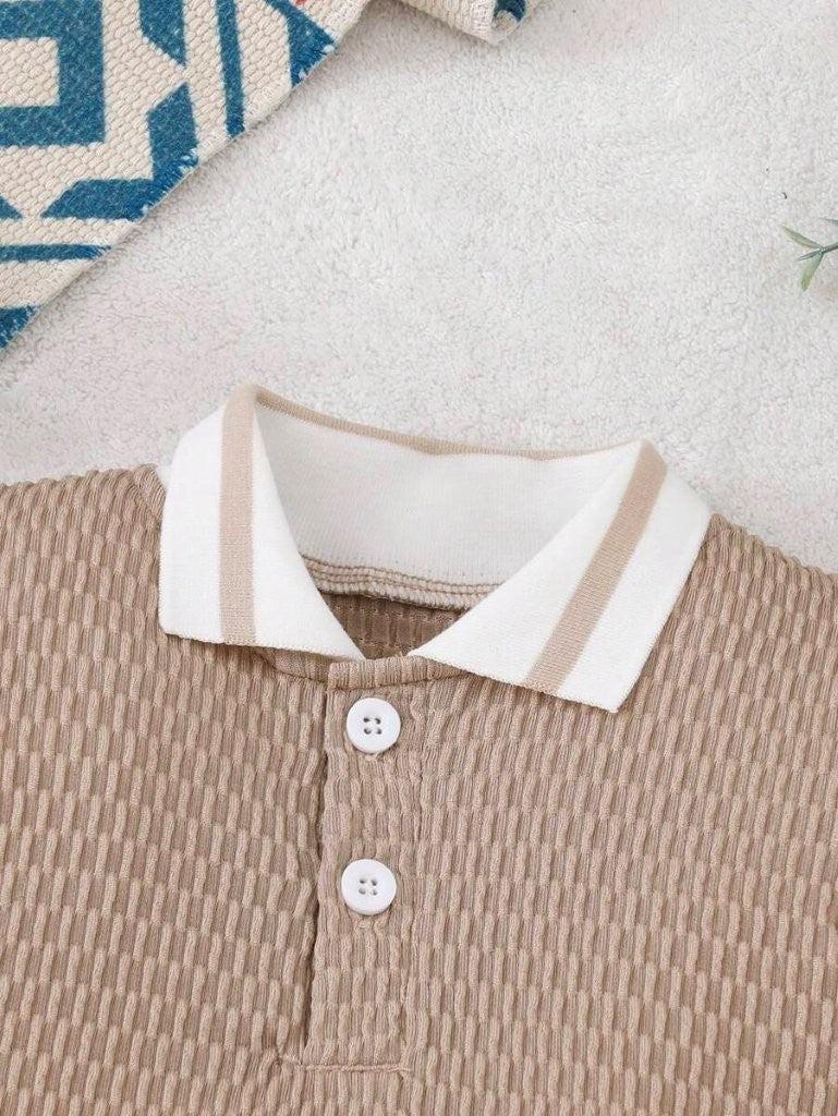 Baby Coffee Brown Textured Romper