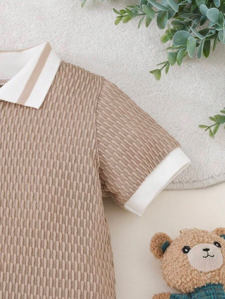 Baby Coffee Brown Textured Romper