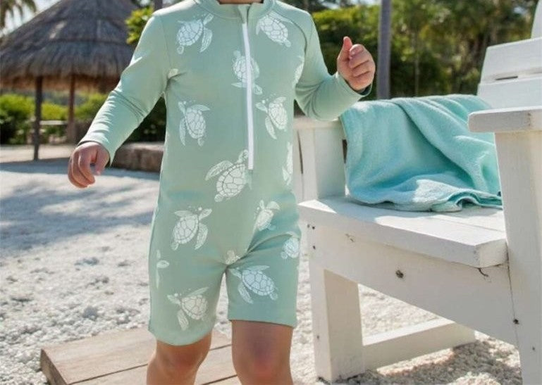 Baby Turtle Print Swimming Costume Set