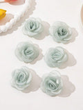 2 Piece Green Rose Hair Clips