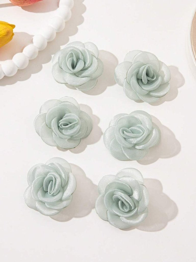 2 Piece Green Rose Hair Clips