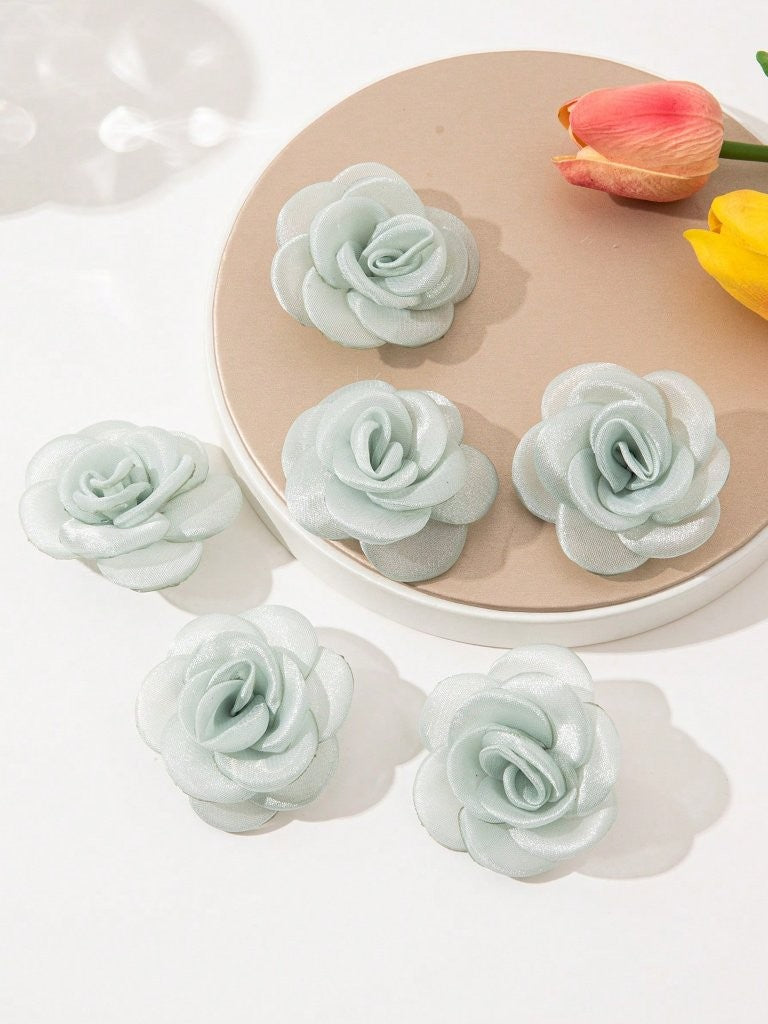 2 Piece Green Rose Hair Clips