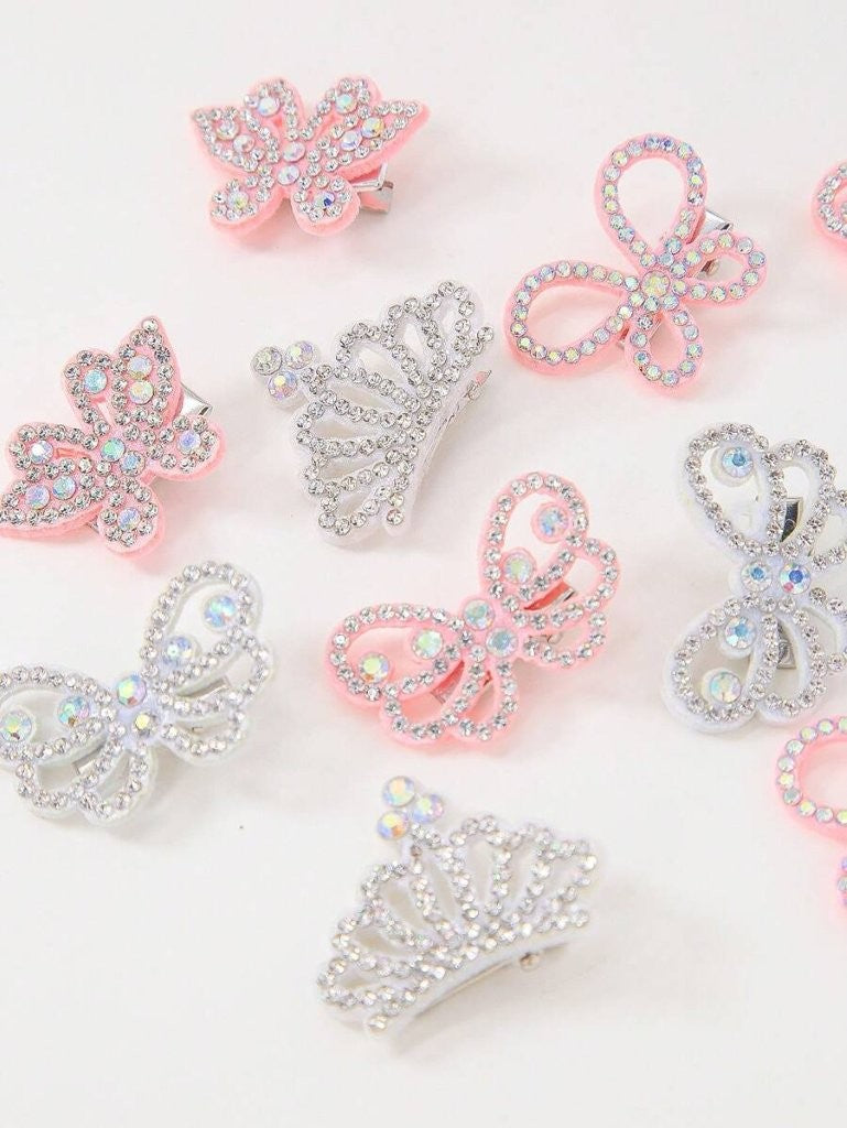 10 Piece Sequin Assorted Princess Hair Clips