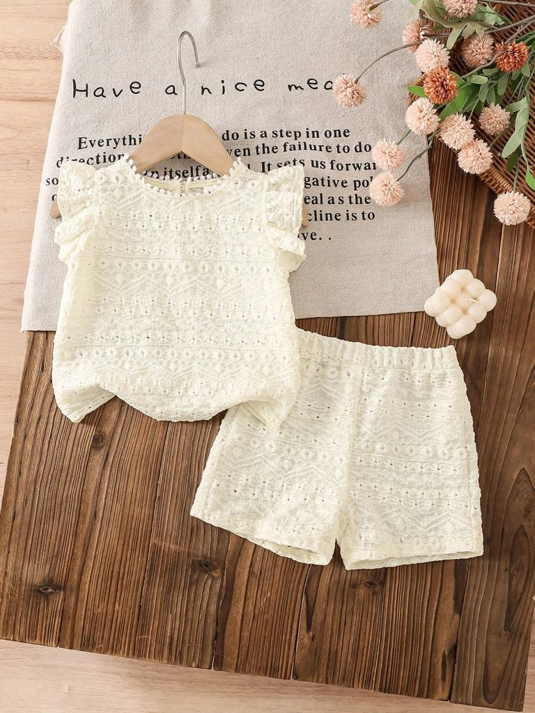 Baby Apricot Pattern Tee And Shorts Set