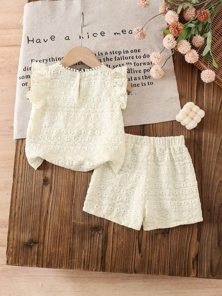 Baby Apricot Pattern Tee And Shorts Set