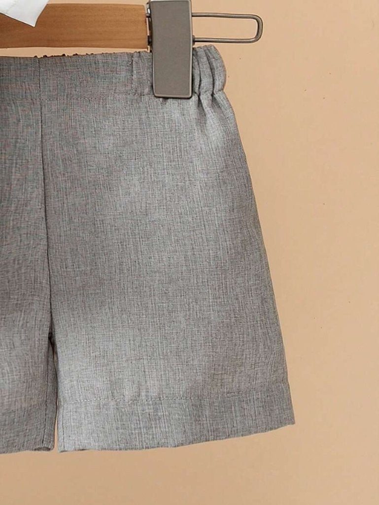 Baby Grey Waist Coat Bow Tie And Shorts Outfit (Excl White Shirt)