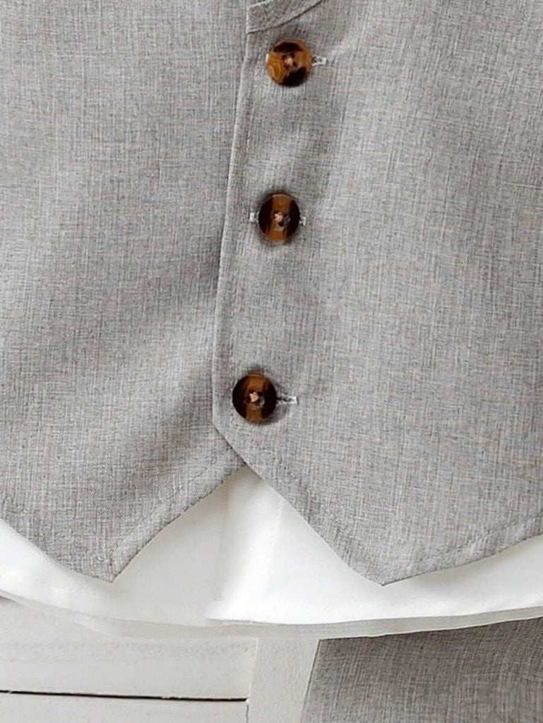Baby Grey Waist Coat Bow Tie And Shorts Outfit (Excl White Shirt)