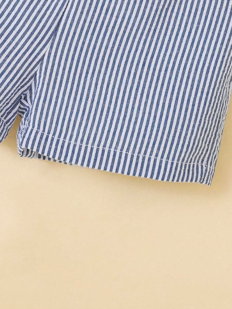 Baby Boat Tee Shirt And Stripe Shorts Set