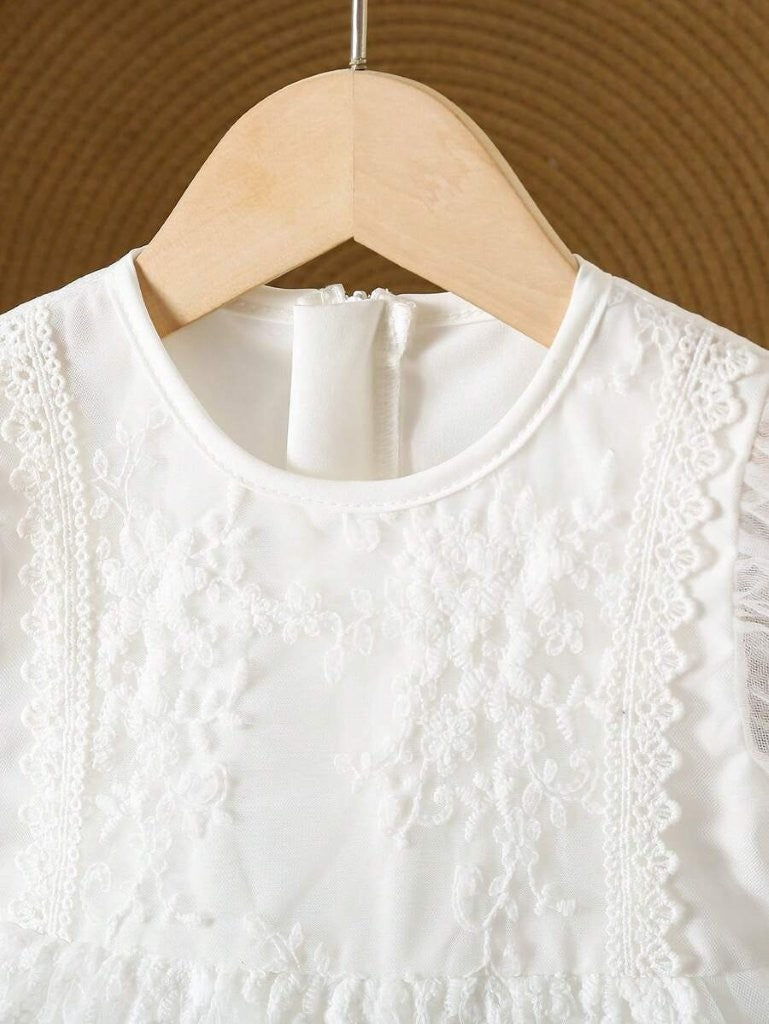 Baby Vintage Lace Tulle Puff Sleeve Dress