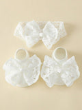 Baby Ankle Bow Socks With Headband White