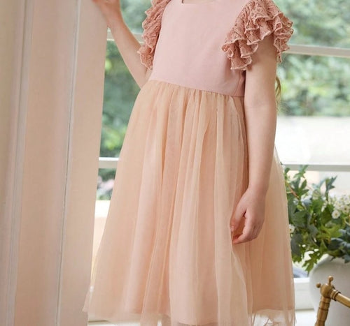 Toddler Girls Lace Ruffle Sleeve Elegant Dress