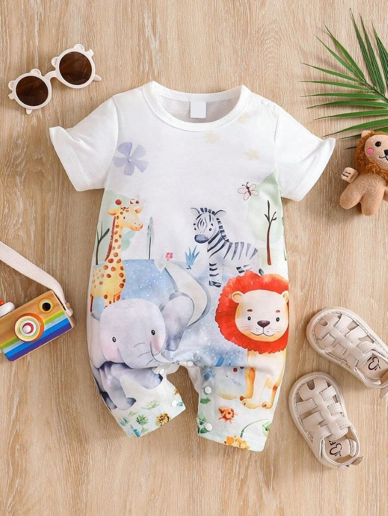 Baby Animal Cartoon Print Romper