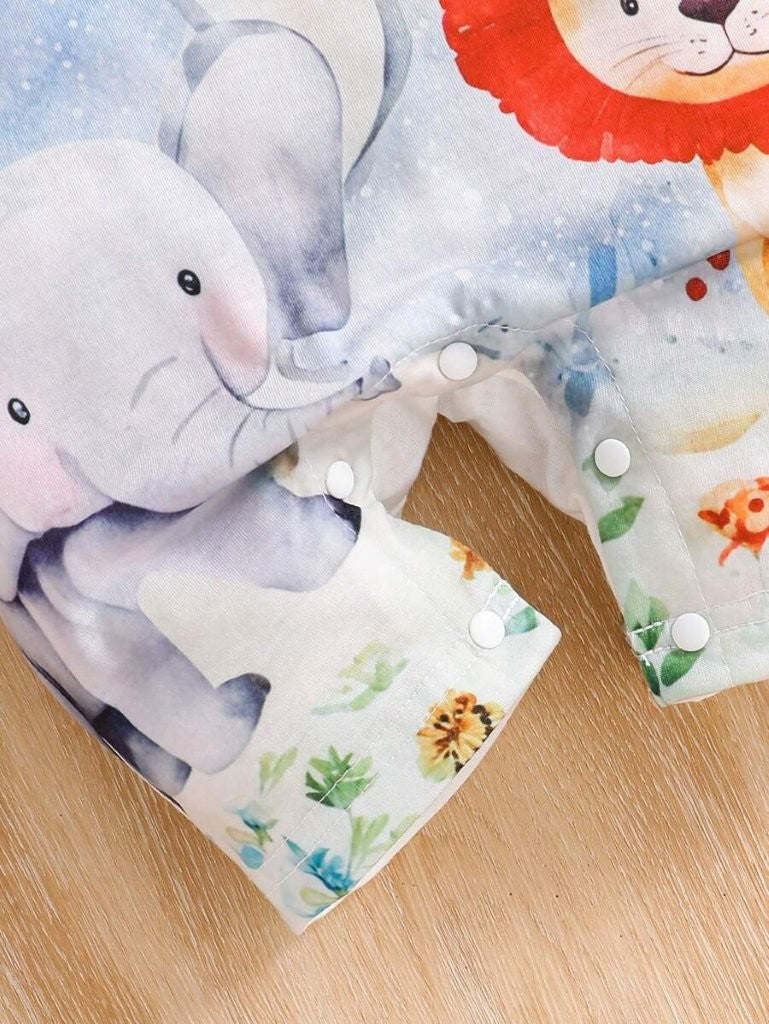 Baby Animal Cartoon Print Romper
