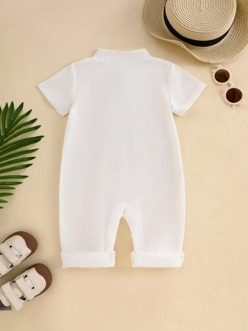 Baby Embroidery Pattern Front Button Jumpsuit