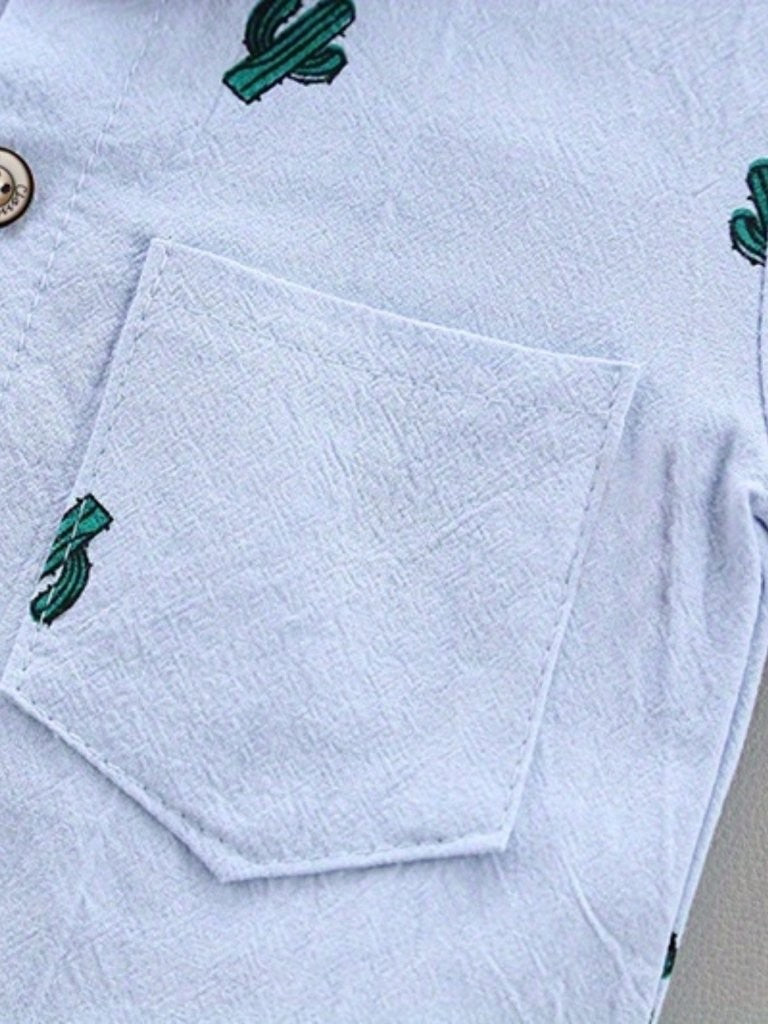 Baby Cactus Print Shirt And Shorts Set