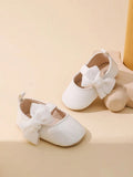 Baby White Shiny Side Bow Flats