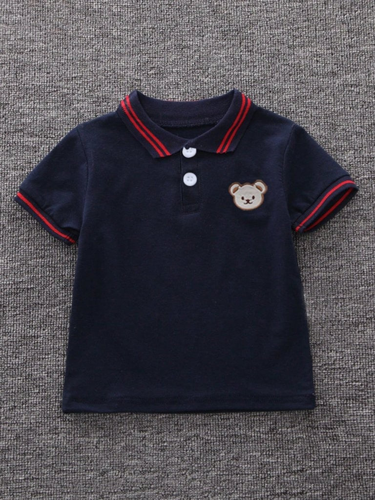 Baby Navy Blue Polo Shirt With Shorts Set