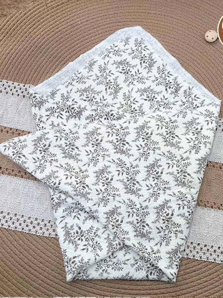 Baby Hibiscus Flower Pattern Muslin Blanket