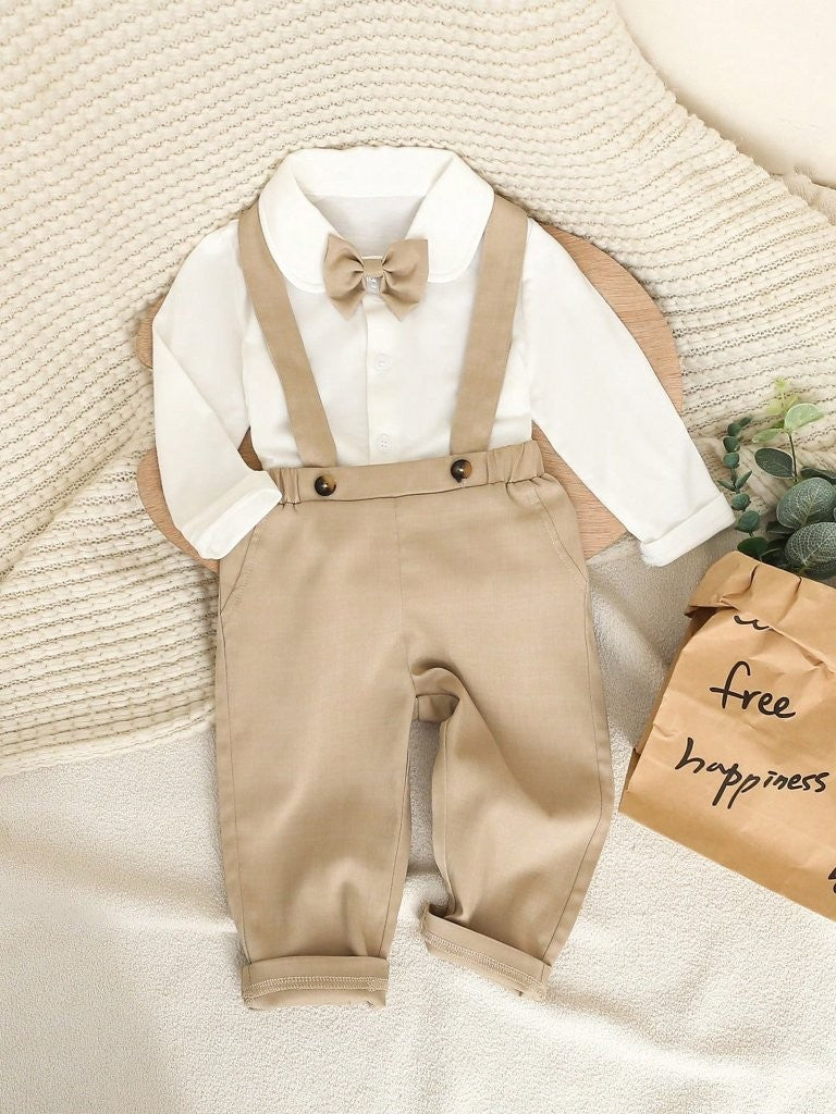 Baby 2 Piece Suspender Double Button Gentleman Outfit