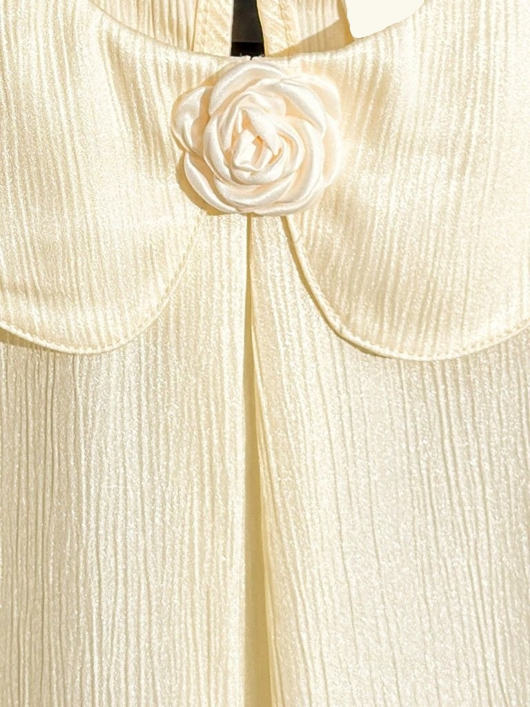 Toddler Girls Elegant Ivory Mesh Trim Dress