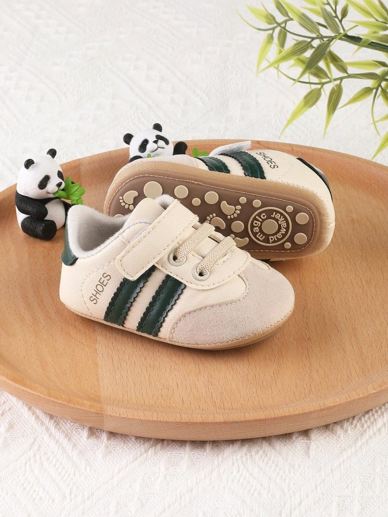 Baby Boy Double Green Stripe Strap Sneakers