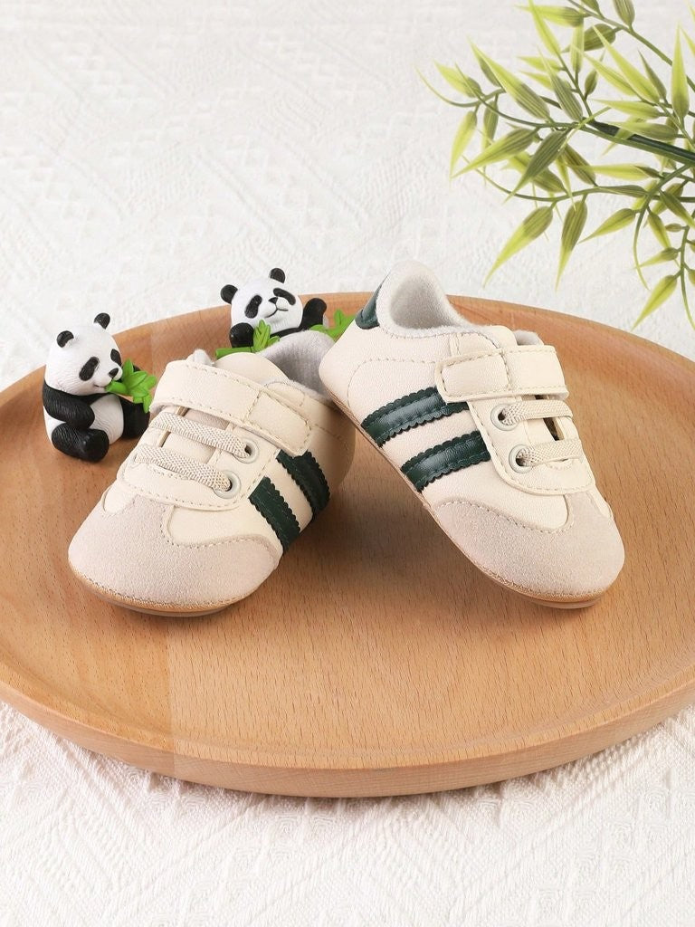 Baby Boy Double Green Stripe Strap Sneakers
