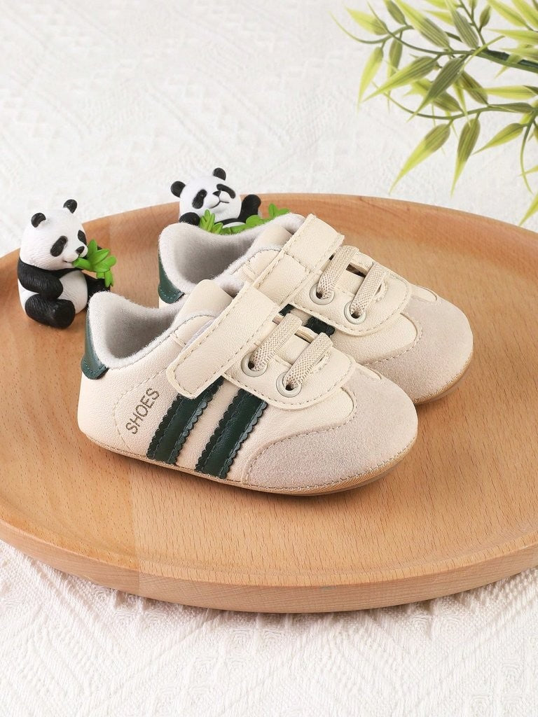 Baby Boy Double Green Stripe Strap Sneakers