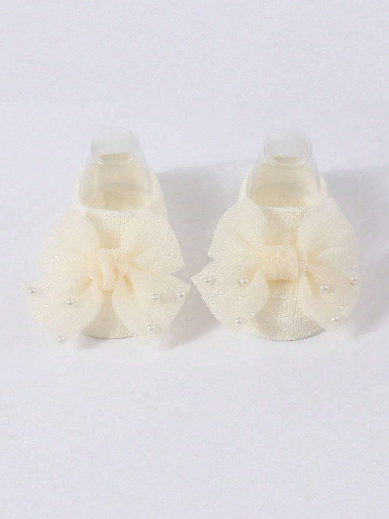Baby Ankle Socks With Pearl Bow Various Colours 3-12 Months