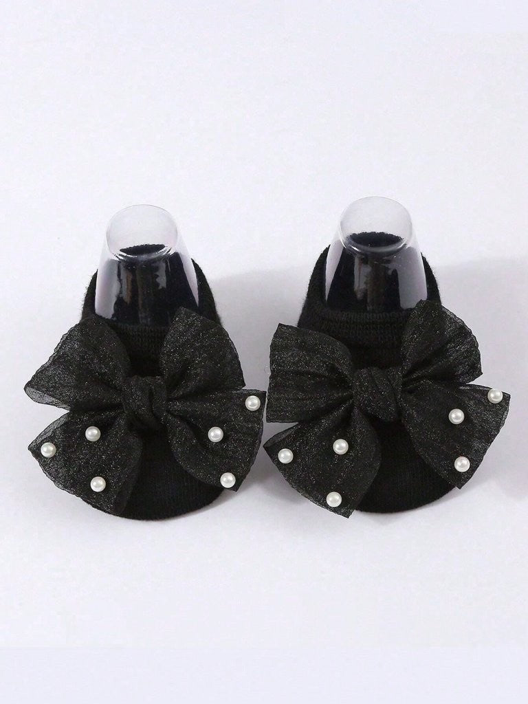 Baby Ankle Socks With Pearl Bow Various Colours 3-12 Months