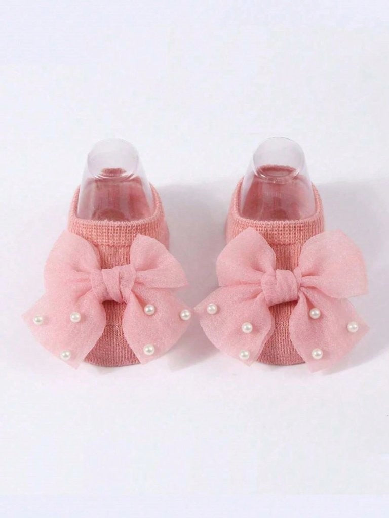 Baby Ankle Socks With Pearl Bow Various Colours 3-12 Months
