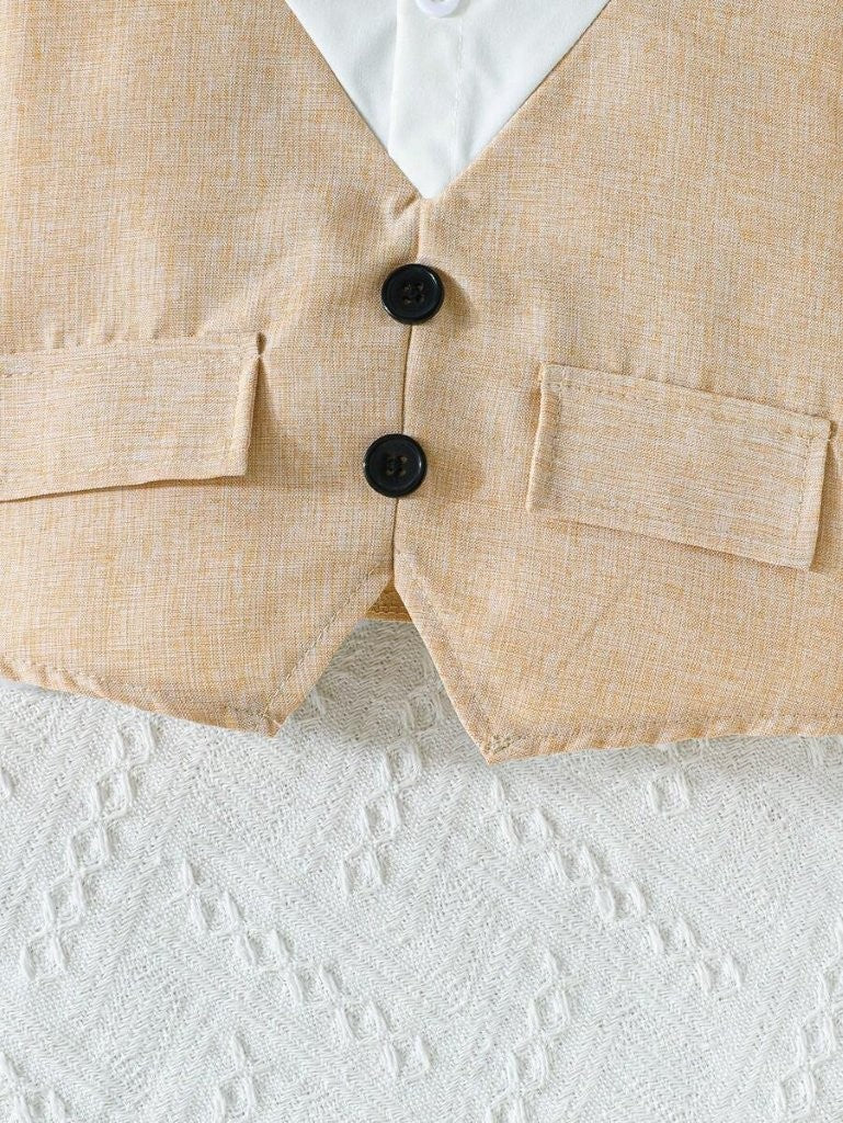 Baby 2 In 1 Bow Tie Vest And Shorts Set Brown