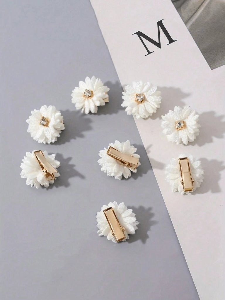 2 Piece Dainty Diamante Flower Hair Clips
