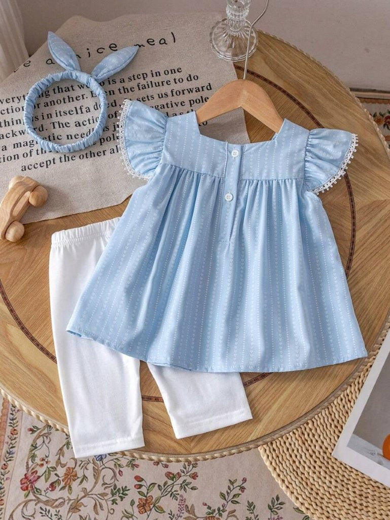 Baby 3 Piece Princess Sleeveless Dress With Leggings