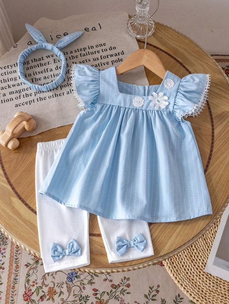 Baby 3 Piece Princess Sleeveless Dress With Leggings