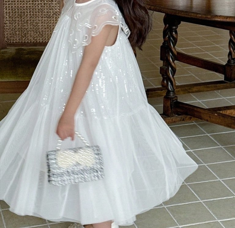 Toddler Girls Round Neck Sequin Party Dress