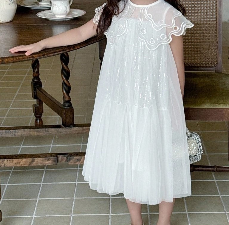 Toddler Girls Round Neck Sequin Party Dress