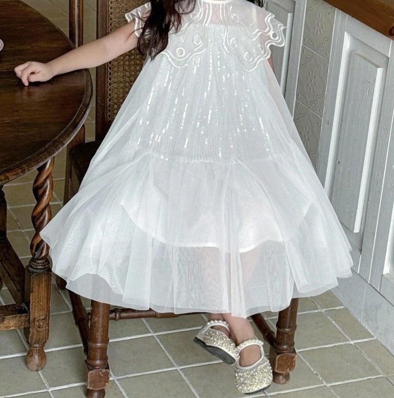 Toddler Girls Round Neck Sequin Party Dress