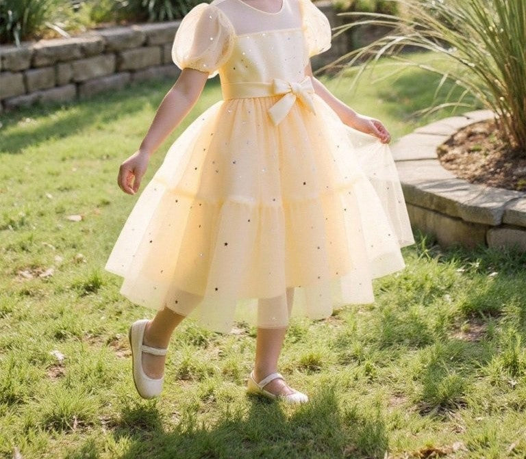 Toddler Girls Elegant Satin Fabric Sequin Dress
