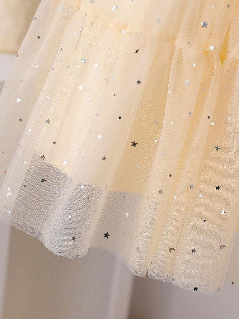 Toddler Girls Elegant Satin Fabric Sequin Dress