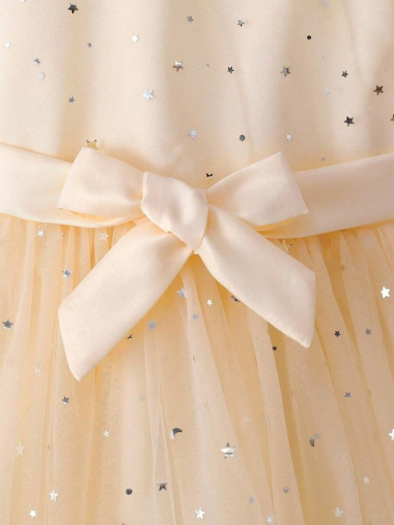 Toddler Girls Elegant Satin Fabric Sequin Dress