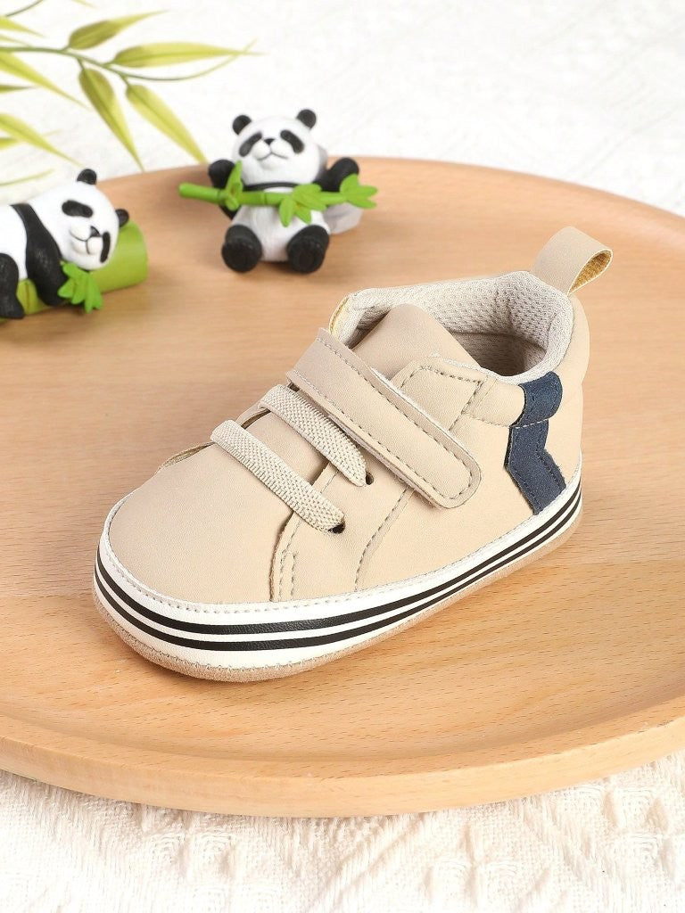 Baby Boy Beige Fashionable Strap Sneakers