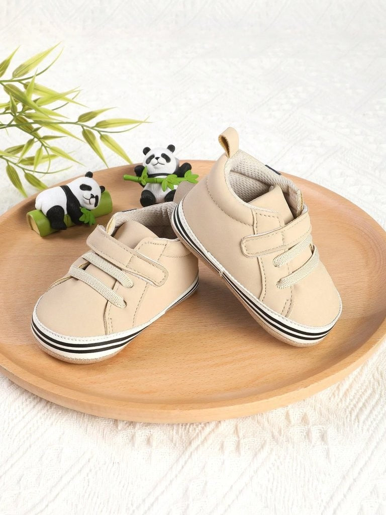 Baby Boy Beige Fashionable Strap Sneakers