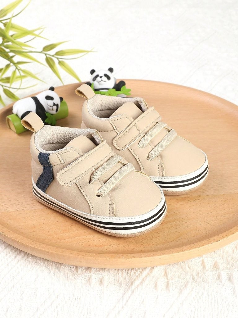 Baby Boy Beige Fashionable Strap Sneakers