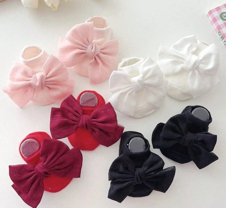 Baby Ankle Socks With Silk Bow Various Colours