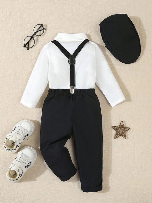 Baby 3 Piece Suspender Gentleman Outfit Black