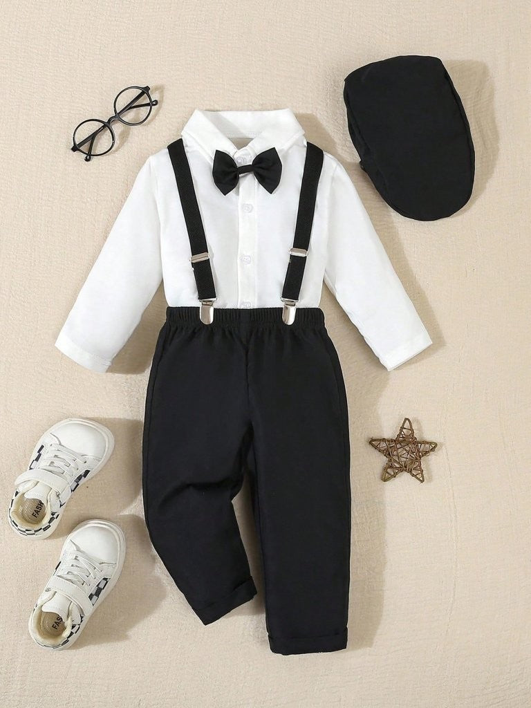 Baby 3 Piece Suspender Gentleman Outfit Black