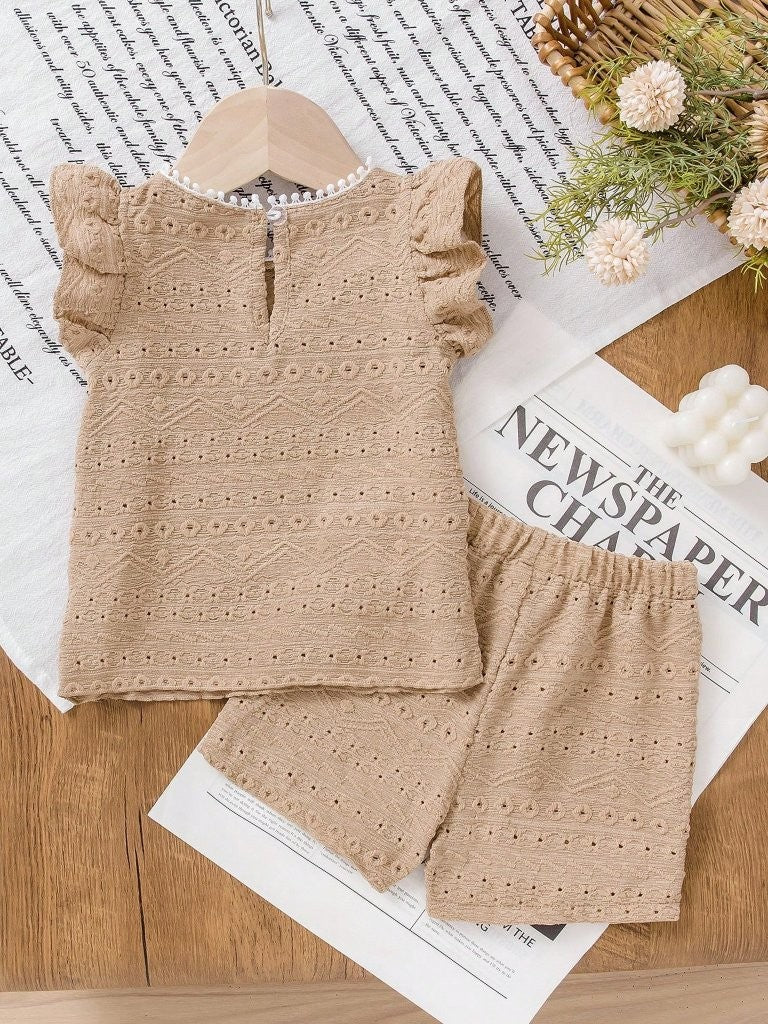 Baby Khaki Pattern Tee And Shorts Set