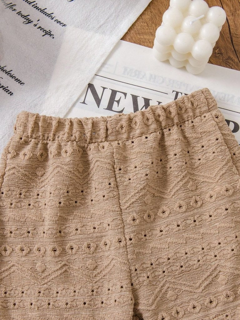 Baby Khaki Pattern Tee And Shorts Set