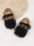 Baby Black Cute Flower Strap Shoes